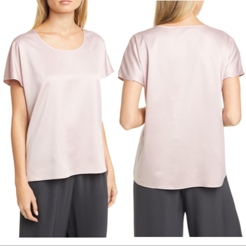 Eileen Fisher Scoop Neck Boxy Satin Top